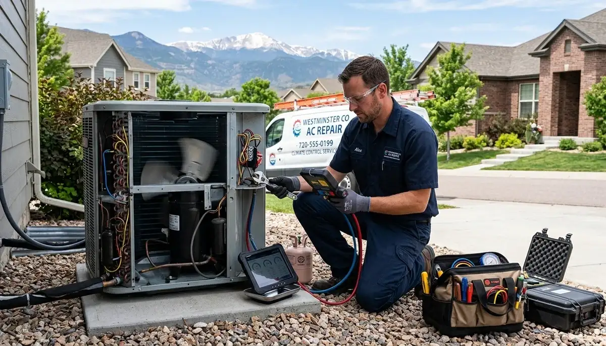 HVAC technician providing professional AC repair service in Denver, CO home