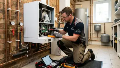 Technician performing boiler repair service in Denver, CO for Five Star Cooling