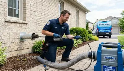Technician cleaning residential dryer vent for fire safety in Denver, CO